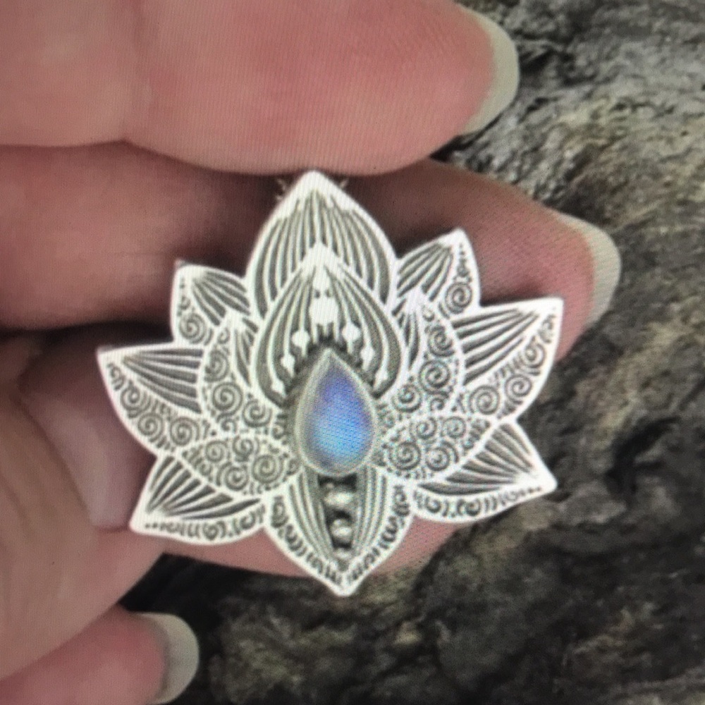 Lotus Yoga Pendant Necklace Chakra Chain NWT - Picture 3 of 5